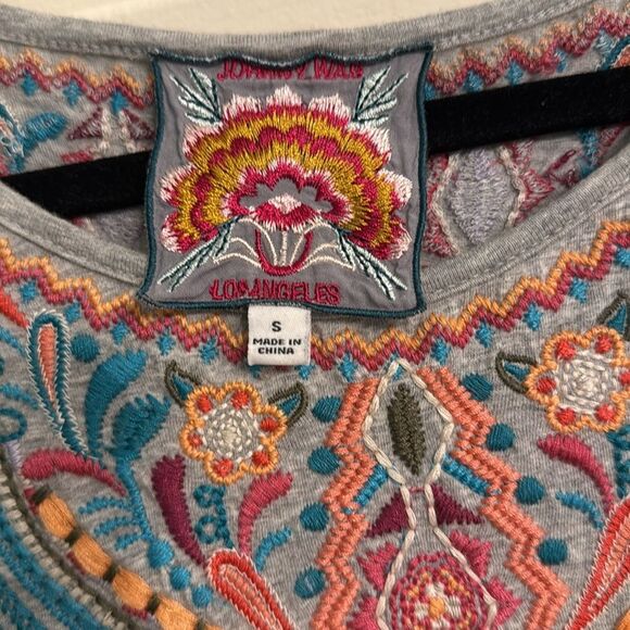 Johnny Was Grey Embroidered Cotton Boho Dress Size Small - Picture 2 of 5